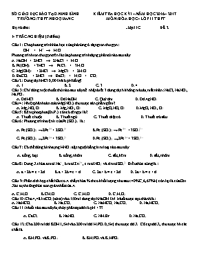 Đề kiểm tra học kỳ I môn Hóa học Lớp 11 - Đề 2 - Năm học 2016-2017 - Trường THPT Nho Quan C